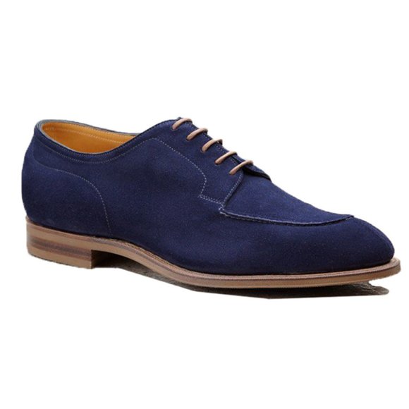 Bashwood Handmade Blue Suede Leather Oxford Shoes